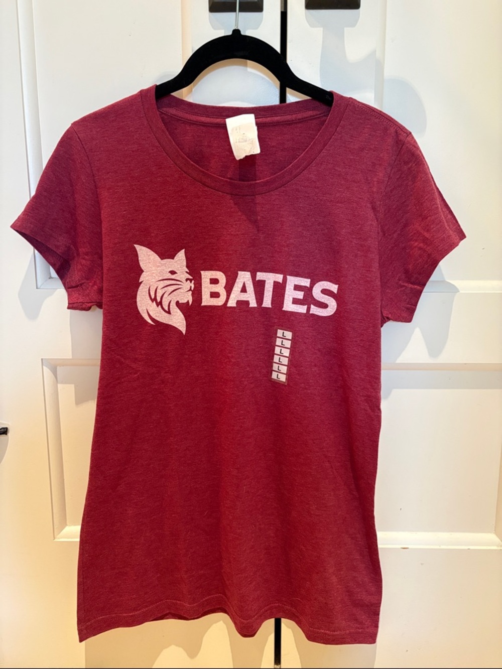NWT Bates College Maroon Tee with White Wildcat Logo